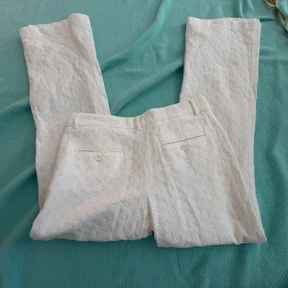 EXPRESS Design Studio Editor trousers pants size 4 lined. White eyelet texture - Picture 10 of 10
